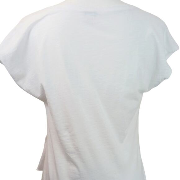 Sundance SZ XS Sleeveless V-Neck White Asymmetrical Ruffle Peplum Top - Picture 7 of 9